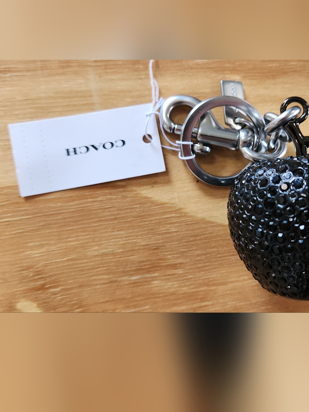 Coach Crystal Black Apple Bag Charm - Picture 7 of 8